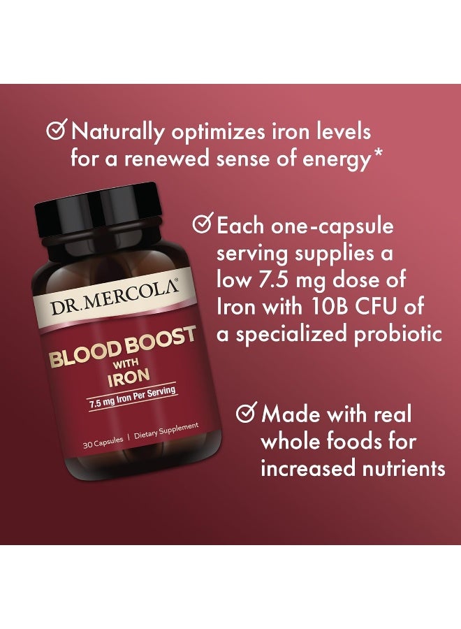 Dr. Mercola Blood Boost with Iron, 30 Servings (30 Capsules), 7.5 mg Iron Per Serving, Dietary Supplement, Supports Energy Production, Non-GMO - Image 4